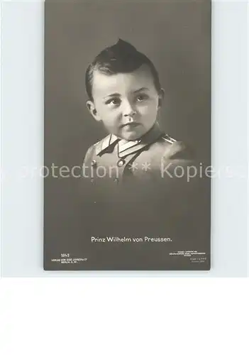 Adel Preussen Prinz Wilhelm Foto Selle und Kuntze Kat. Koenigshaeuser