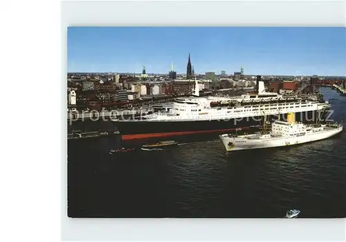 Dampfer Oceanliner Queen Elizabeth 2 Hamburg ueberseebruecke Kat. Schiffe