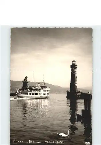 Dampfer Binnenschifffahrt Leuchtturm Lindau im Bodensee Hafeneinfahrt  Kat. Schiffe