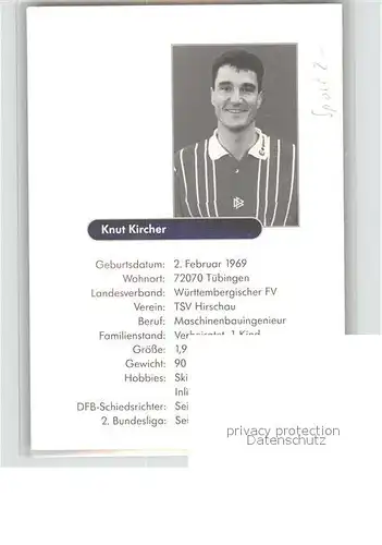 Fussball Schiedsrichter Knut Kircher Autogramm Kat. Sport