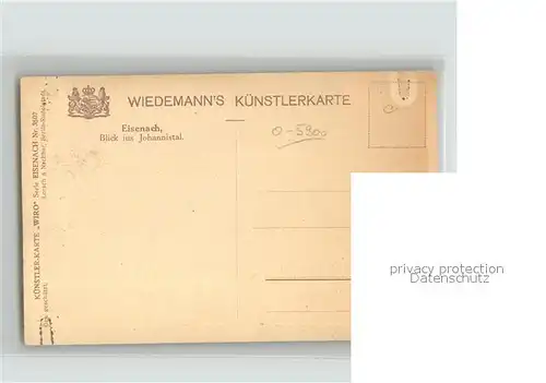 Verlag Wiedemann WIRO Nr. 3507 Eisenach Johannistal  Kat. Verlage