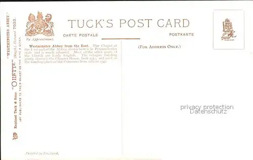 Verlag Tucks Oilette Nr. 7033 Westminster Abbey Charles E. Flower  Kat. Verlage