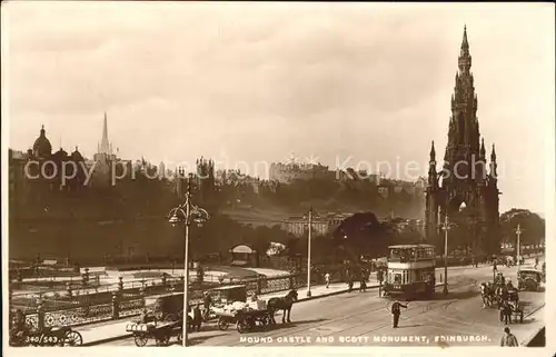 Strassenbahn Mound Castle Scott Monument Edinburgh Pferdekutsche Kat. Strassenbahn