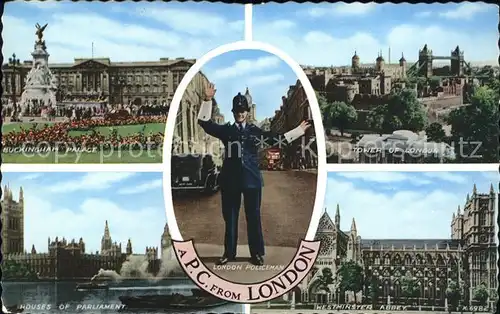 Polizei Polizist Houses of Parliament Westminster Abbey London Kat. Polizei