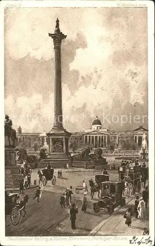 Kuenstlerkarte W. Matthison National Gallery Nelson Monument Trafalgar Square  Kat. Kuenstlerkarte