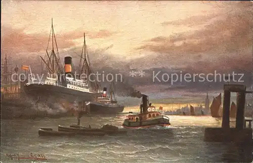 Dampfer Oceanliner Boote Kuenstlerkarte Kat. Schiffe