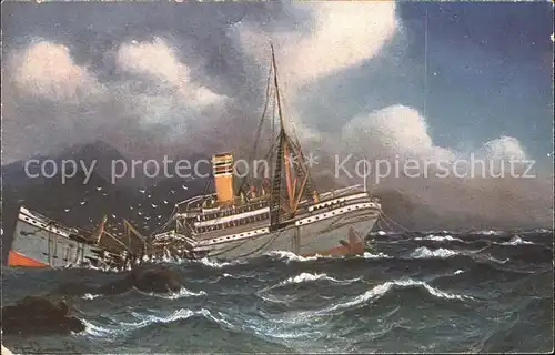 Dampfer Oceanliner Durchgebrochen Kuenstlerkarte  Kat. Schiffe