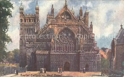 Verlag Tucks Oilette Nr. 7970 Exeter Cathedral West Front Charles E. Flower  Kat. Verlage