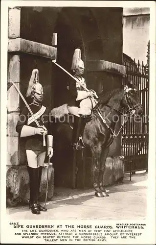 Leibgarde Wache Life Guardsmen Horse Guards Whitehall Kat. Polizei