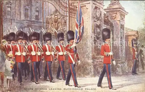 Leibgarde Wache Scots Guards Buckingham Palace Kuenstlerkarte  Kat. Polizei