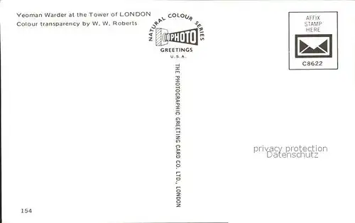 Leibgarde Wache Yeoman Warder Tower of London  Kat. Polizei