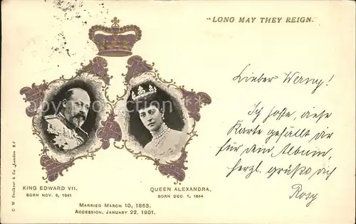 Adel England King Edward VII. Queen Alexandra  Kat. Koenigshaeuser