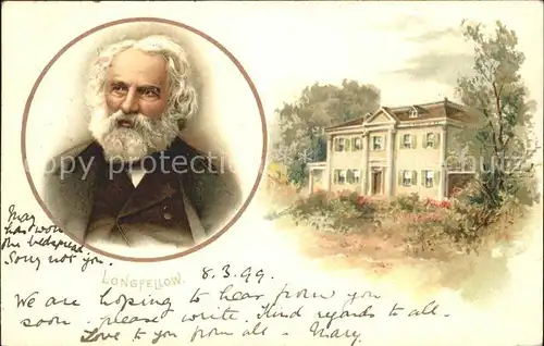 Persoenlichkeiten Henry Wadsworth Longfellow Litho  Kat. Persoenlichkeiten