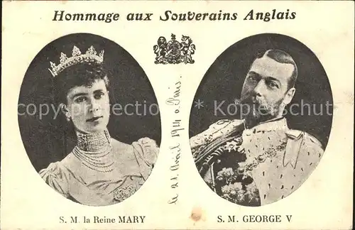 Adel England George V. Reine Mary Kat. Koenigshaeuser