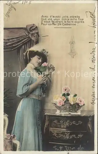 Rosen Frau Hutmode Kommode Gedicht  Kat. Pflanzen