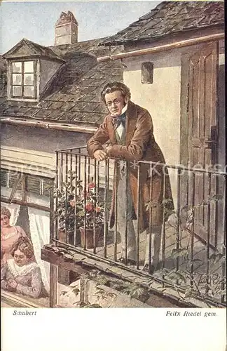 Schubert Franz Kuenstlerkarte Felix Riedel Wiener Kunst Nr. 2076 Kat. Persoenlichkeiten