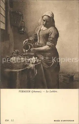 Kuenstlerkarte Johannes Vermeer La Laitiere Nr. 450 Kat. Kuenstlerkarte