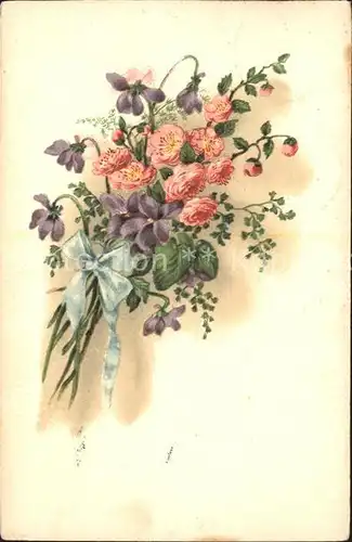 Rosen Veilchen Litho  Kat. Pflanzen