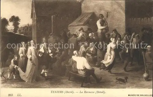 Kuenstlerkarte David Teniers La Kermesse Nr. 265 Kirchweil  Kat. Kuenstlerkarte