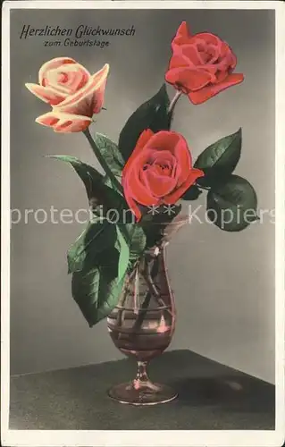 Rosen Geburtstag Vase Verlag Amag Nr. 65409 4 Kat. Pflanzen