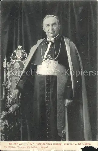 Bischof Religion Dr. Ferdinandus Ruegg St. Gallen  Kat. Religion