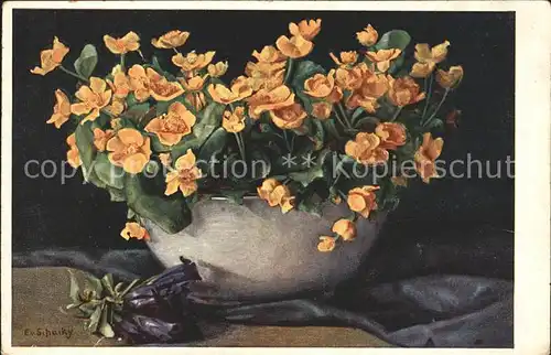 Kuenstlerkarte E. v. Schacky Blumen  Kat. Kuenstlerkarte