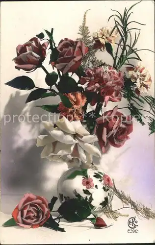 Verlag CEKO Nr. 2392 Rosen Vase Nelken  Kat. Verlage