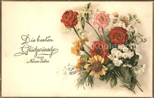 Neujahr Blumen Litho  Kat. Greetings