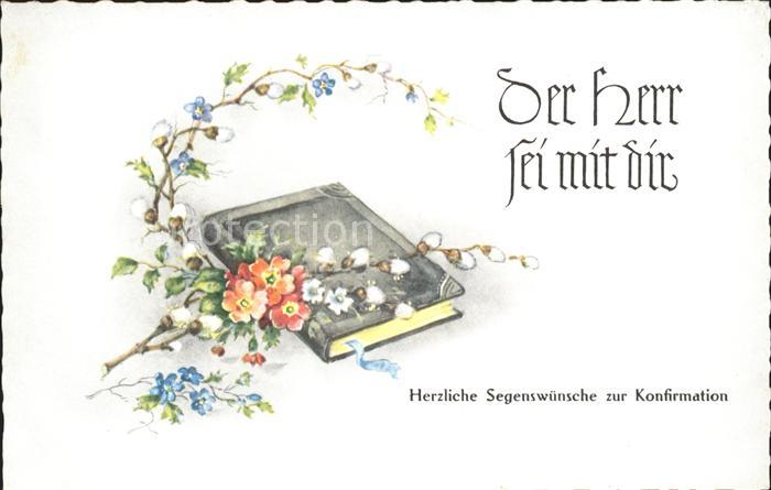 Konfirmation Rosen Maigloeckchen Weidenkaetzchen Bibel Kat. Feiern und