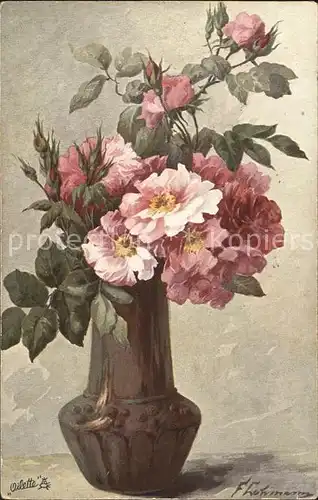 Verlag Tucks Oilette Nr. 881 Rosen Vase Serie Frisch gepflueckt  Kat. Verlage