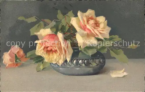 Verlag Meissner und Buch Rosen Vase Litho Kat. Verlage