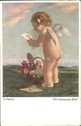 Verlag Primus Nr. 5156 G. Flatscher Der interessante Brief Engel Blumen Kat. Verlage