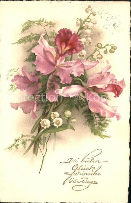 Blumen Lilien Maigloeckchen Geburtstag Litho Kat Pflanzen Nr St475 Oldthing Ansichtskarten Pflanzen Tiere Unsortiert