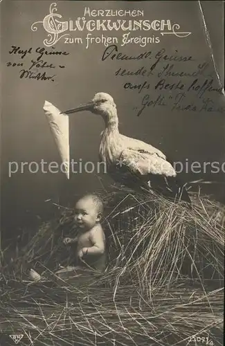 Geburt Baby Storch Foto BNK Nr. 33071 4 Kat. Greetings