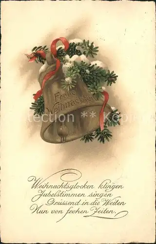 Kirchenglocken Weihnachten Gedicht Litho  Kat. Gebaeude