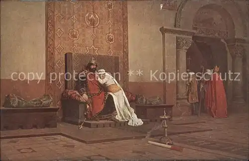 Kuenstlerkarte J. P. Laurens L excommunication de Robert le Pieux Nr. 766 Kat. Kuenstlerkarte