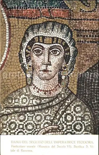 Religion Dama del seguito dell Imperatrice Teodora Musaico S. Vitale Ravenna Kat. Religion