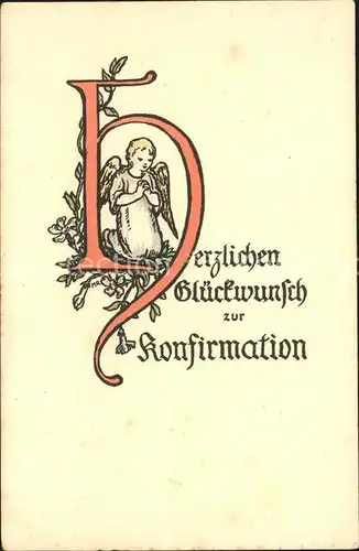 Konfirmation Schutzengel Kuenstlerkarte Martha Riggenbach  Kat. Feiern und Feste