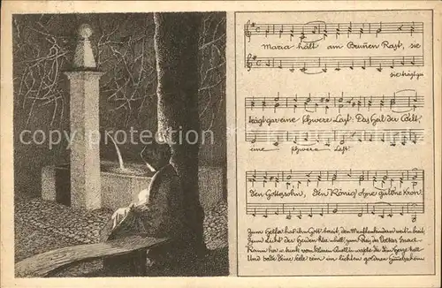 Liederkarte Maria haelt am Brunnen Rast Christkind Kat. Musik
