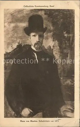 Kuenstlerkarte Hans von Marees Selbstbildnis 1873 Kat. Kuenstlerkarte
