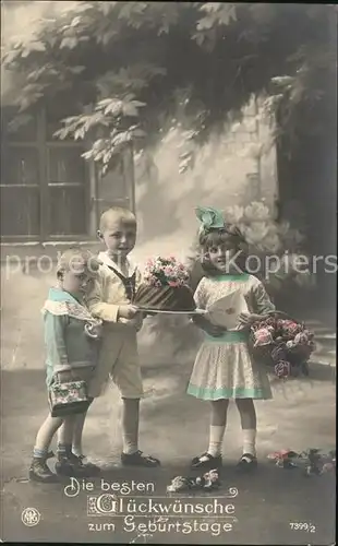 Foto NPG Nr. 7399 2 Geburtstag Kinder Blumen Kuchen  Kat. Neue Photographische Gesellschaft