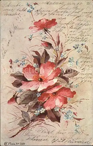 Rosen Vergissmeinnicht Verlag CPF Flora Nr. 7301 Kat. Pflanzen