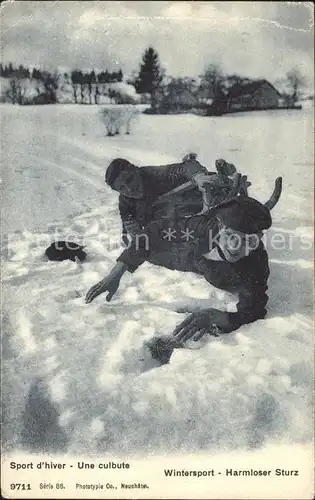 Schlitten Schnee Kinder Harmloser Sturz  Kat. Sport