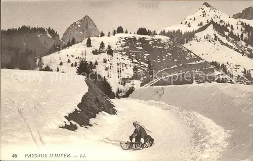 Schlitten Schnee Berge Paysage d Hiver Kat. Sport