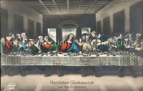 Verlag Amag Nr. 1047 Glueckwunsch Konfirmation Das letzte Abendmahl Kat. Albrecht & Meister AG
