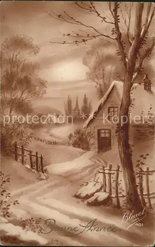 Verlag Bleuet Paris Nr. 491 Neujahr Haus Schnee