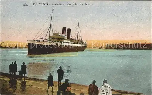 Dampfer Oceanliner Tunis Courrier de France  Kat. Schiffe