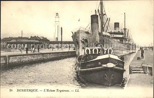 Dampfer Oceanliner Dunkerque Ecluse Trystram Leuchtturm Kat. Schiffe