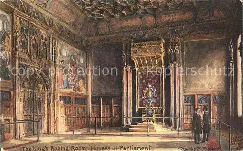 Verlag Tucks Oilette Nr. 7906 The King s Robing Room Houses of Parliament Charles E. Flower  Kat. Verlage