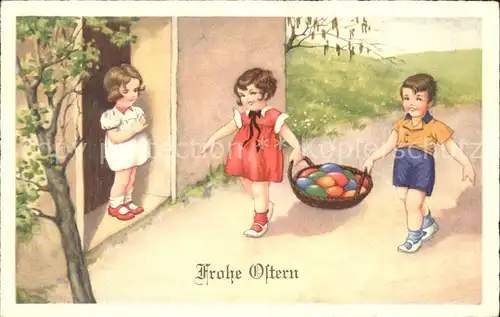 Ostern Easter Paques Kinder Ostereier Korb  / Greetings /
